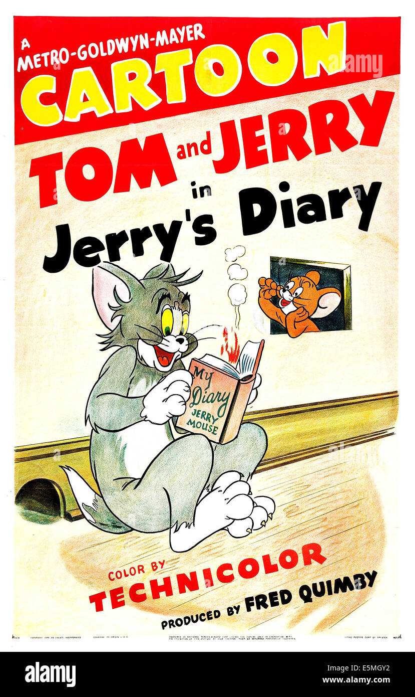 JERRY'S DIARY, U.S. poster art, Tom and Jerry, 1949 Stock Photo