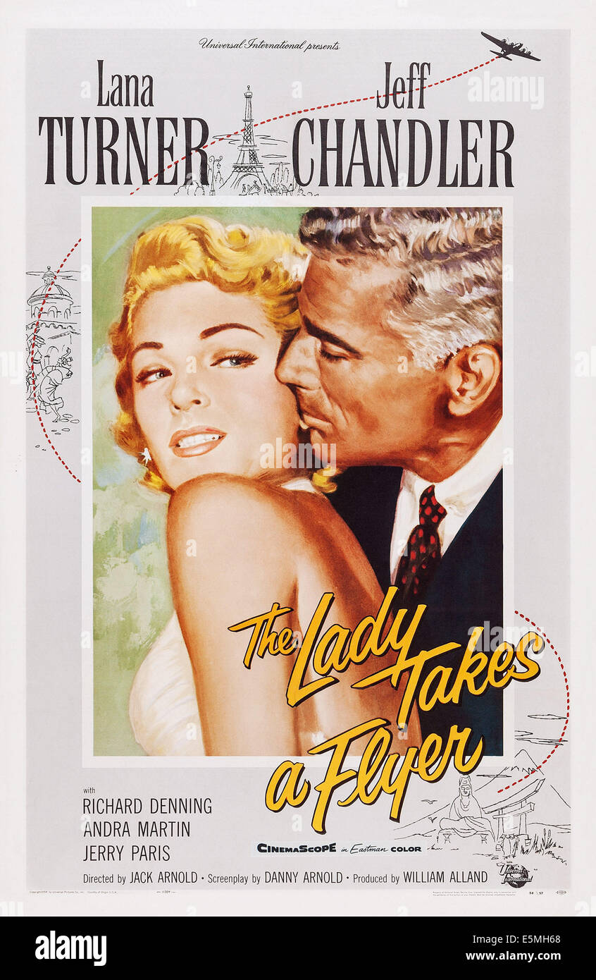 THE LADY TAKES A FLYER, US poster, Lana Turner, Jeff Chandler, 1958 Stock Photo