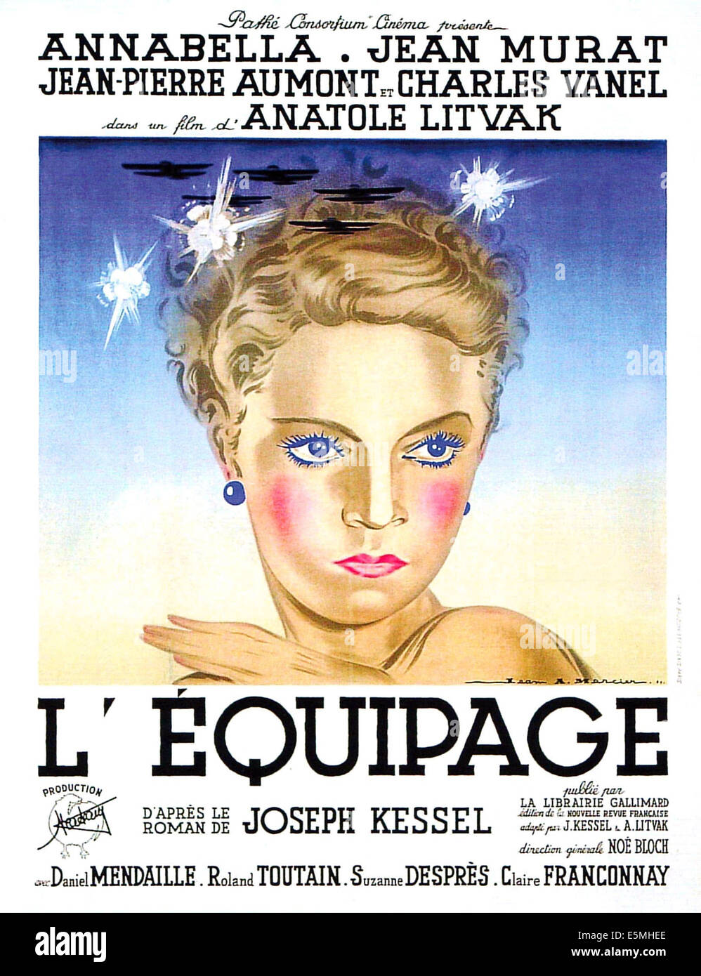 FLIGHT INTO DARKNESS, (aka L'EQUIPAGE), French poster art, Annabella, 1935 Stock Photo