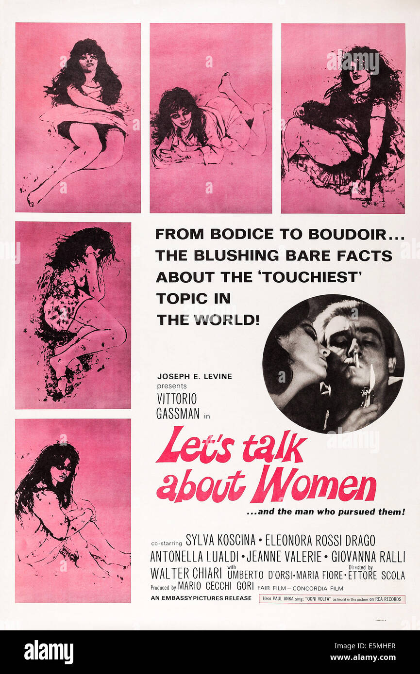 LET'S TALK ABOUT WOMEN, (aka SE PERMETTETE PARLIAMO DI DONNE), US poster art, cicle insert: Sylva Koscina, Vittorio Gassman, Stock Photo