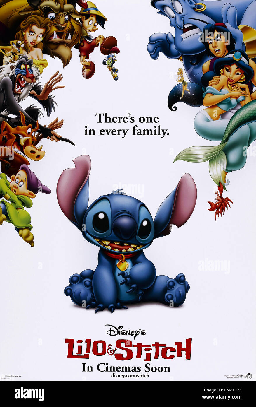 LILO & STITCH, US advance poster art, Stitch,(center), 2002, © Walt Disney/courtesy Everett Collection Stock Photo