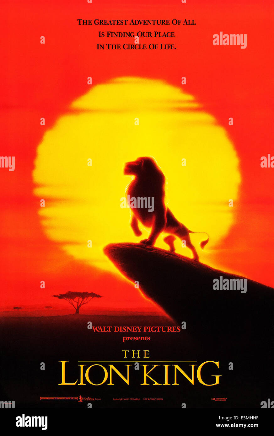 THE LION KING, Simba on poster art, 1994, ©Walt Disney Pictures/courtesy Everett Collection Stock Photo