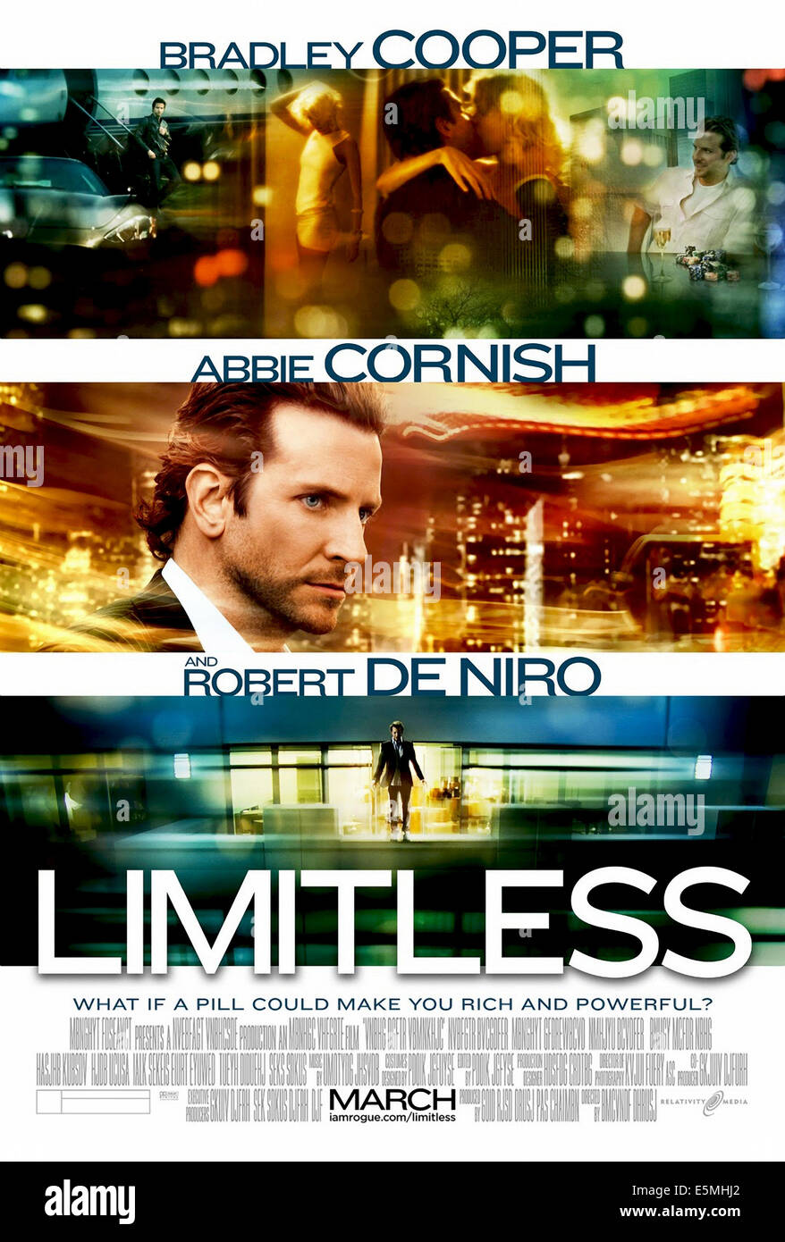 LIMITLESS, US poster art, Bradley Cooper (center), 2011. ©Rogue Pictures/Courtesy Everett Collection Stock Photo