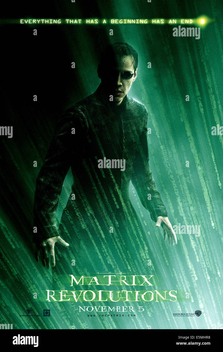 THE MATRIX REVOLUTIONS, Keanu Reeves, 2003, (c) Warner Brothers/courtesy Everett Collection Stock Photo