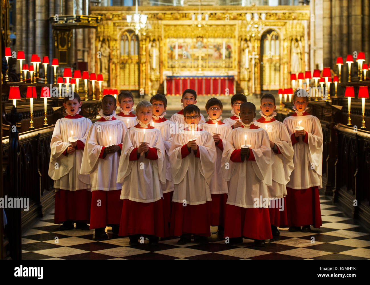Westminster Abbey.Pic Shows Choir boys from Westminster Abbey