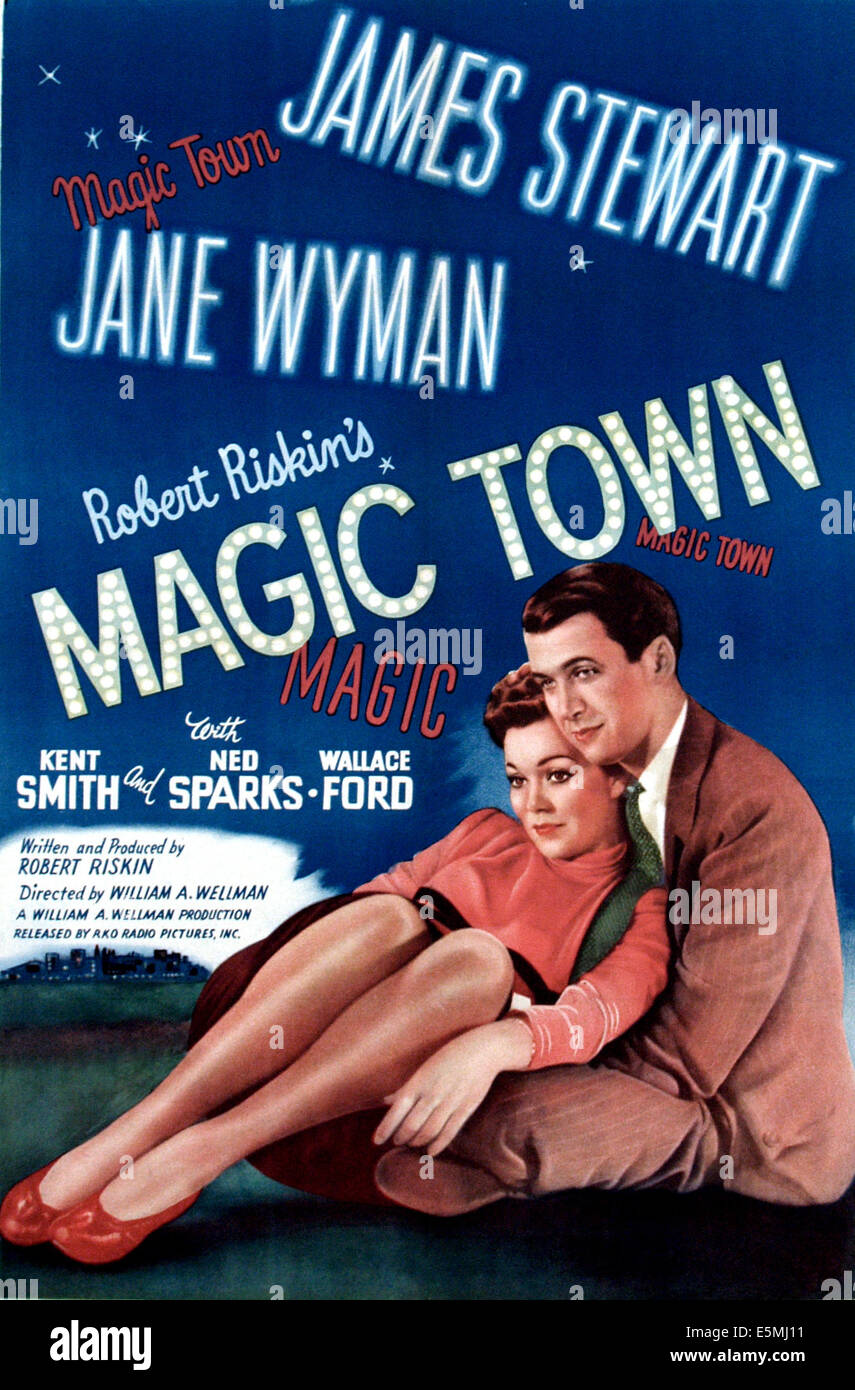 MAGIC TOWN, from left, Jane Wyman, James Stewart, 1947 Stock Photo