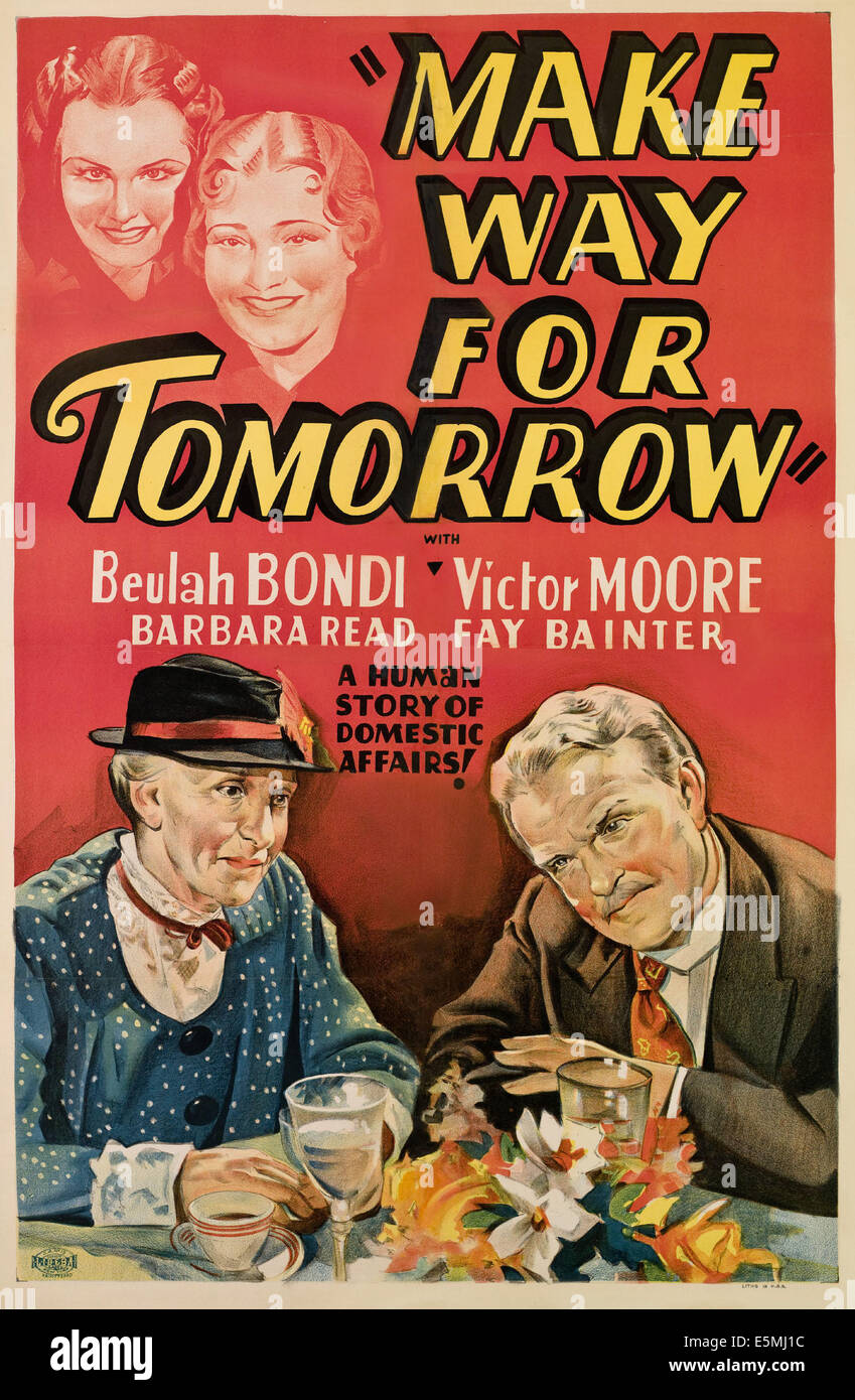 MAKE WAY FOR TOMORROW, top, from left, Barbara Read, Fay Bainter, bottom, from left, Beulah Bondi, Victor Moore, 1937 Stock Photo