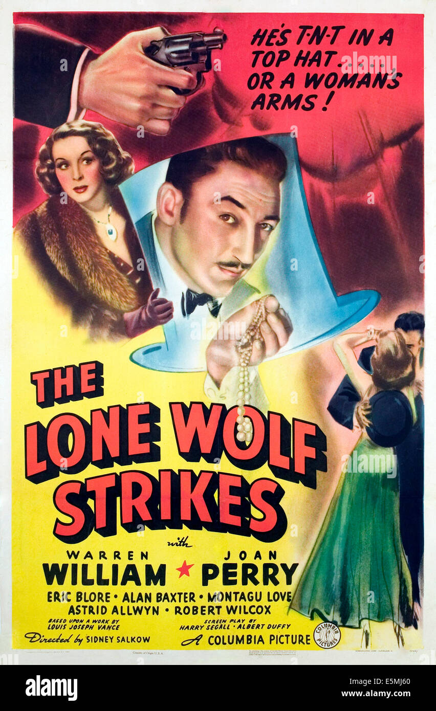 THE LONE WOLF STRIKES, Warren William, Joan Perry, 1940. Stock Photo