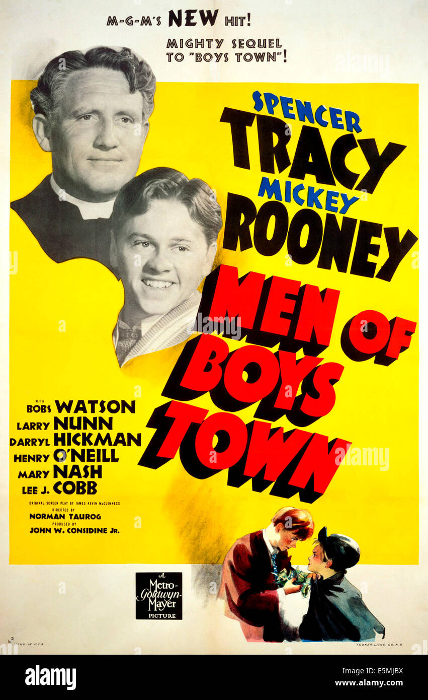 MEN OF BOYS TOWN, Spencer Tracy, Mickey Rooney, 1941 Stock Photo