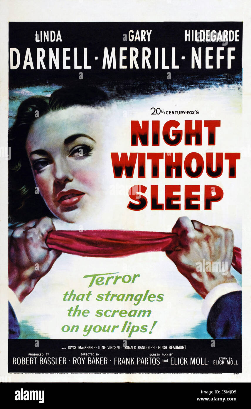 NIGHT WITHOUT SLEEP, Linda Darnell on poster art, 1952, TM and Copyright ©20th Century Fox Film Corp. All rights Stock Photo
