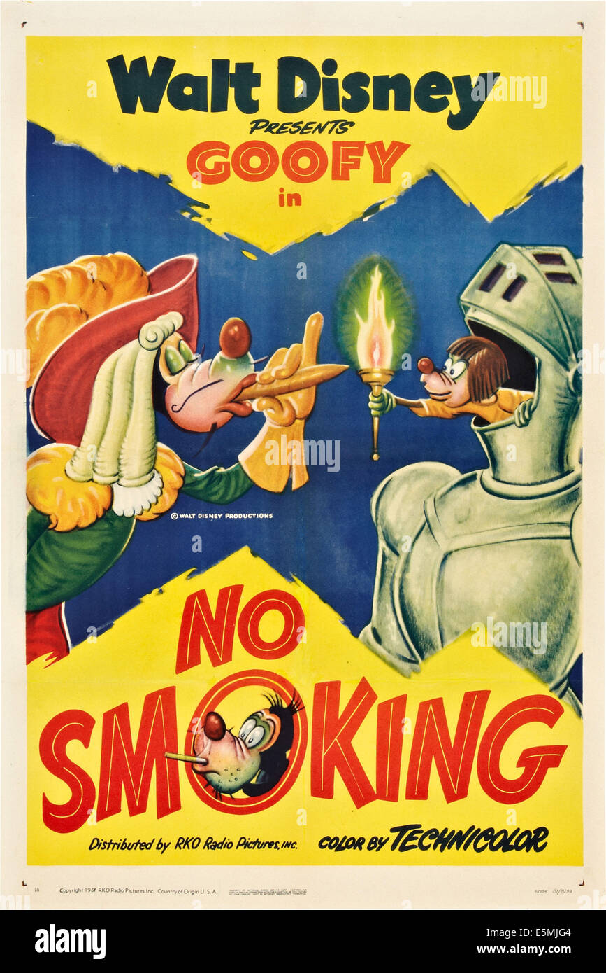 NO SMOKING, left: Goofy, poster art, 1951. Stock Photo