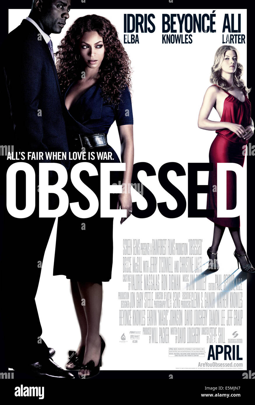 OBSESSED, from left: Idris Elba, Beyonce Knowles, Ali Larter, 2009. ©Screen Gems/courtesy Everett Collection Stock Photo