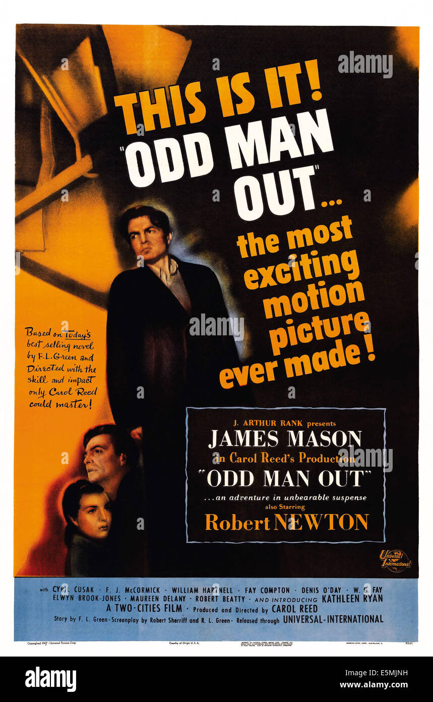 ODD MAN OUT, US poster art, from left: Kathleen Ryan, James Mason, 1947 Stock Photo