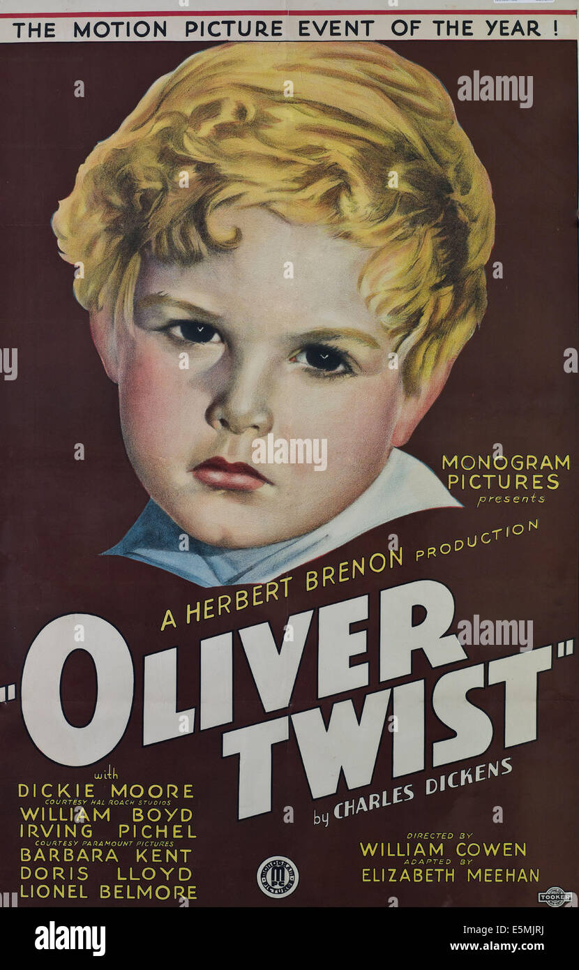 Oliver Twist (1933) Original One-Sheet Movie Poster - Original Film Art -  Vintage Movie Posters