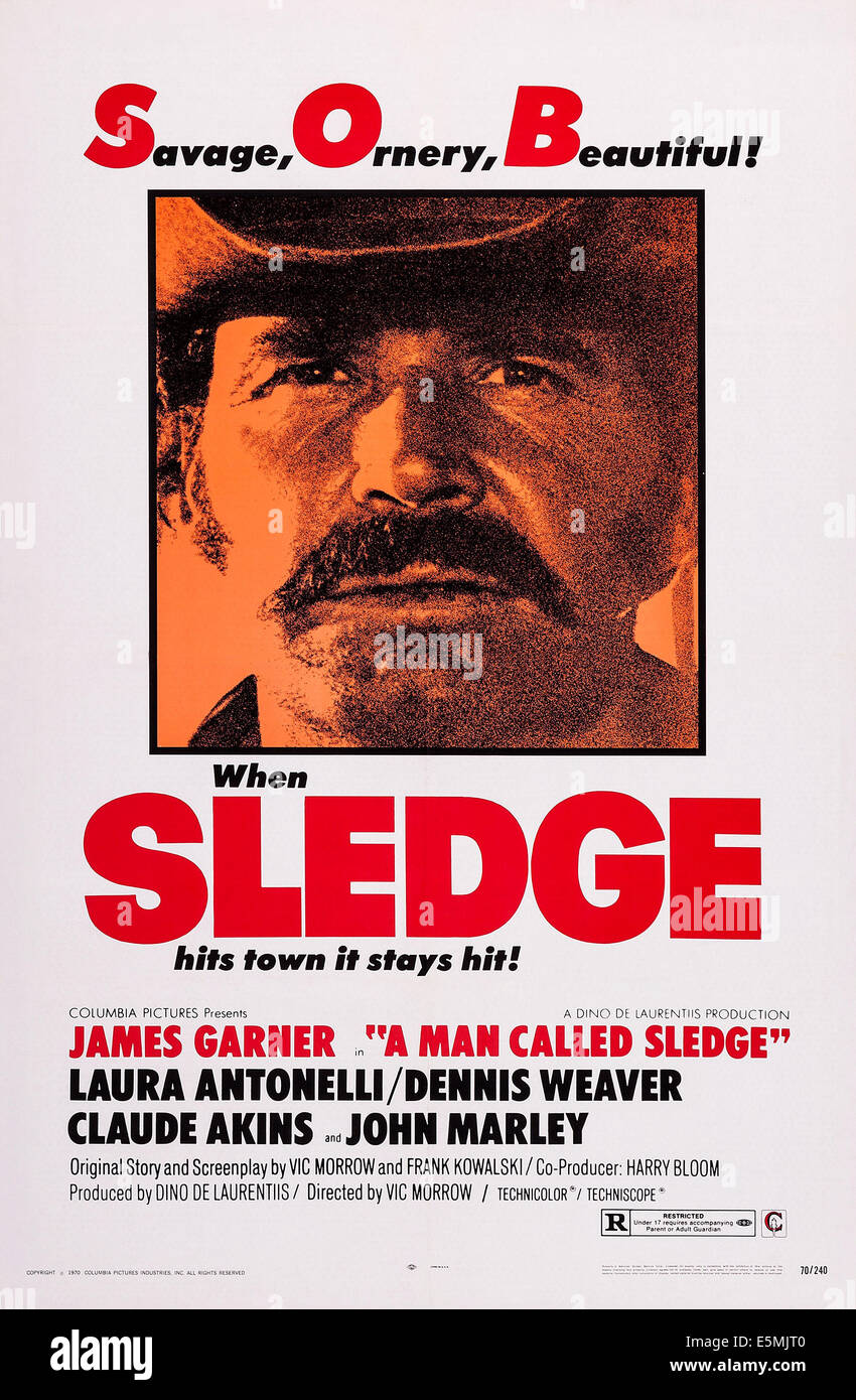 A MAN CALLED SLEDGE, James Garner on poster art, 1970 Stock Photo Alamy