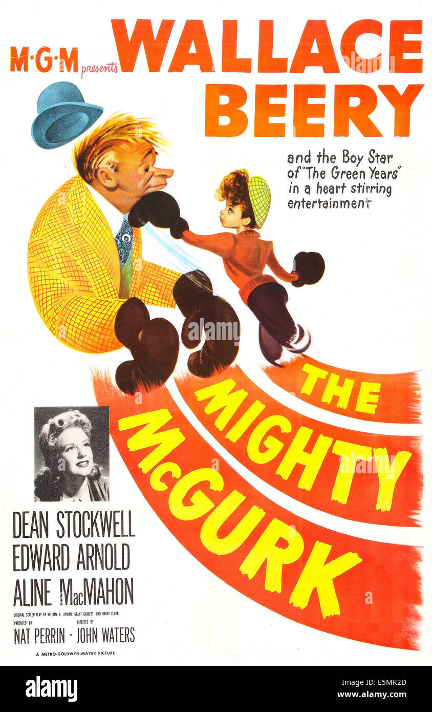 THE MIGHTY MCGURK, US poster, from left: Wallace Beery, Dean Stockwell, Dorothy Patrick (inset), 1947 Stock Photo
