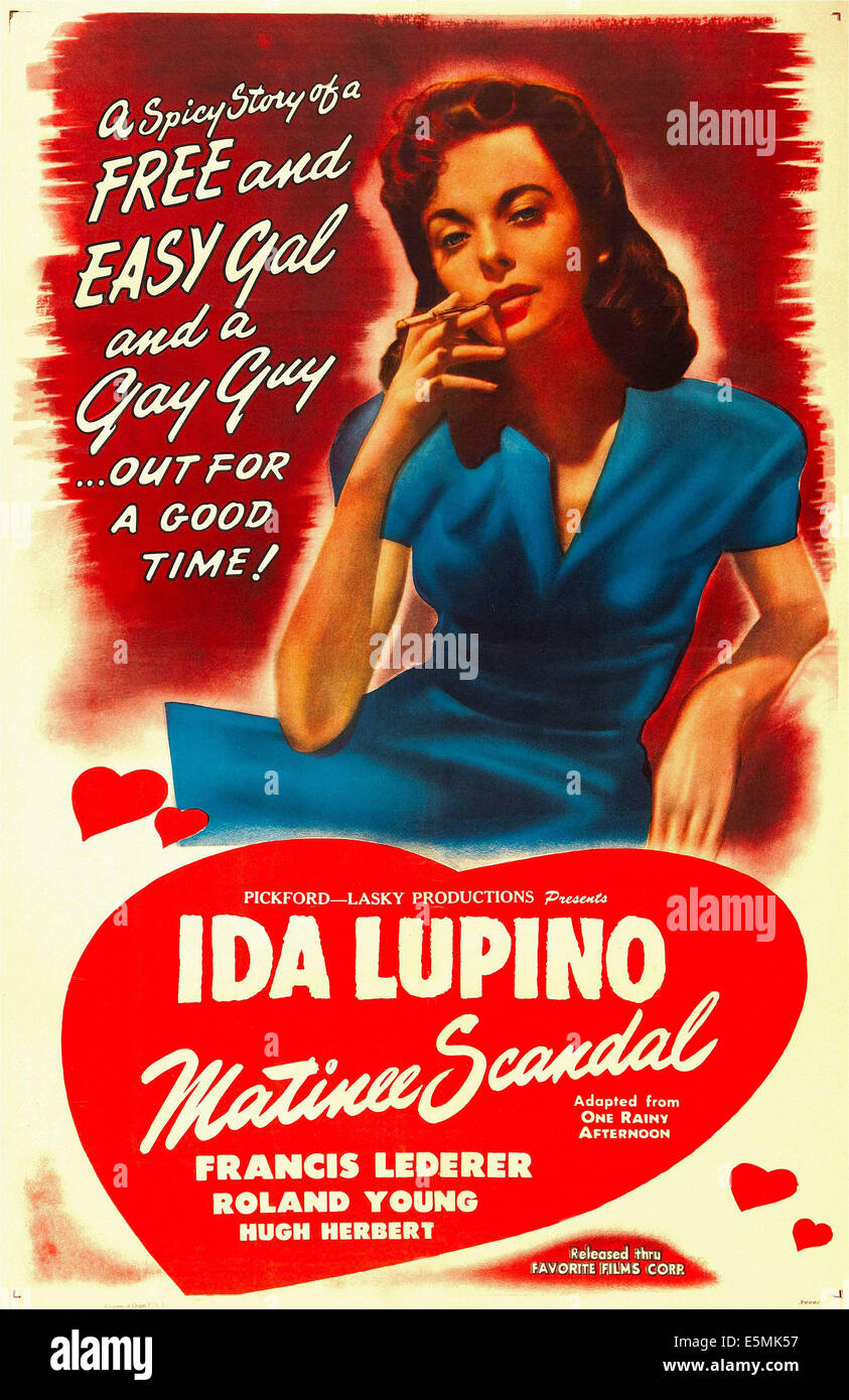 ONE RAINY AFTERNOON, (aka MATINEE SCANDAL), US re-release poster art, Ida Lupino, 1936 Stock Photo
