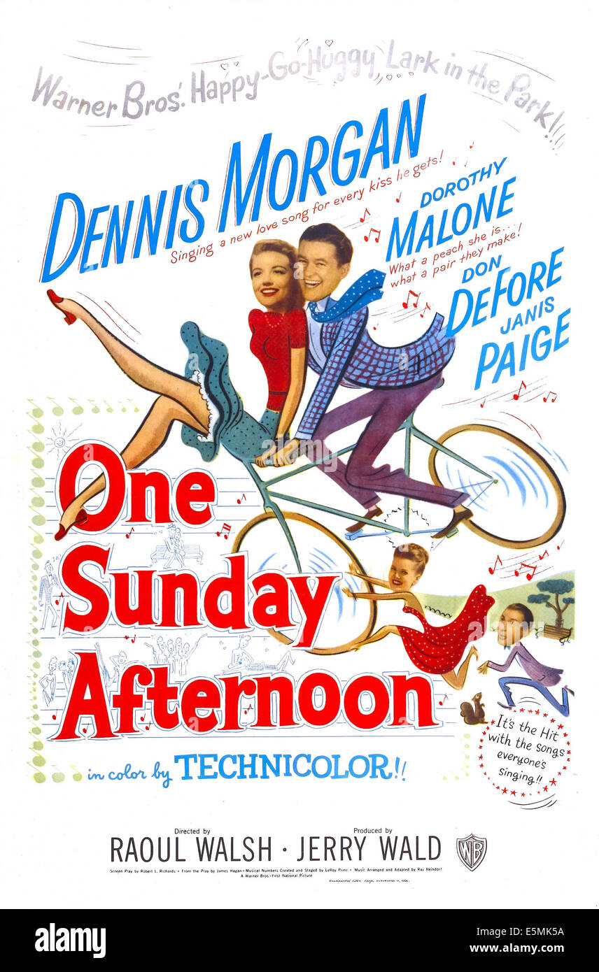 ONE SUNDAY AFTERNOON, US poster, center from left: Dorothy Malone, Dennis Morgan, bottom right from left: Janis Paige, Don Stock Photo
