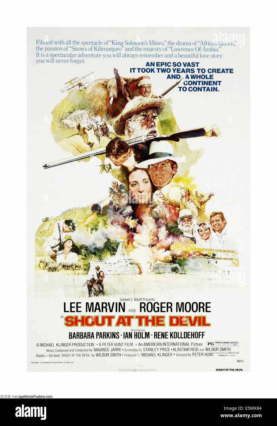 SHOUT AT THE DEVIL, US poster, bottom right: Lee Marvin, Barbara Parkins, Roger Moore, 1976 Stock Photo