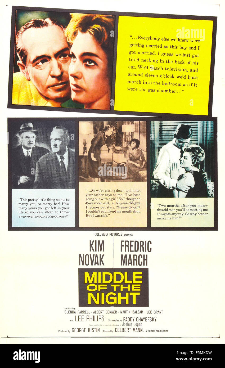 MIDDLE OF THE NIGHT, US poster art, top left Fredric March, second left