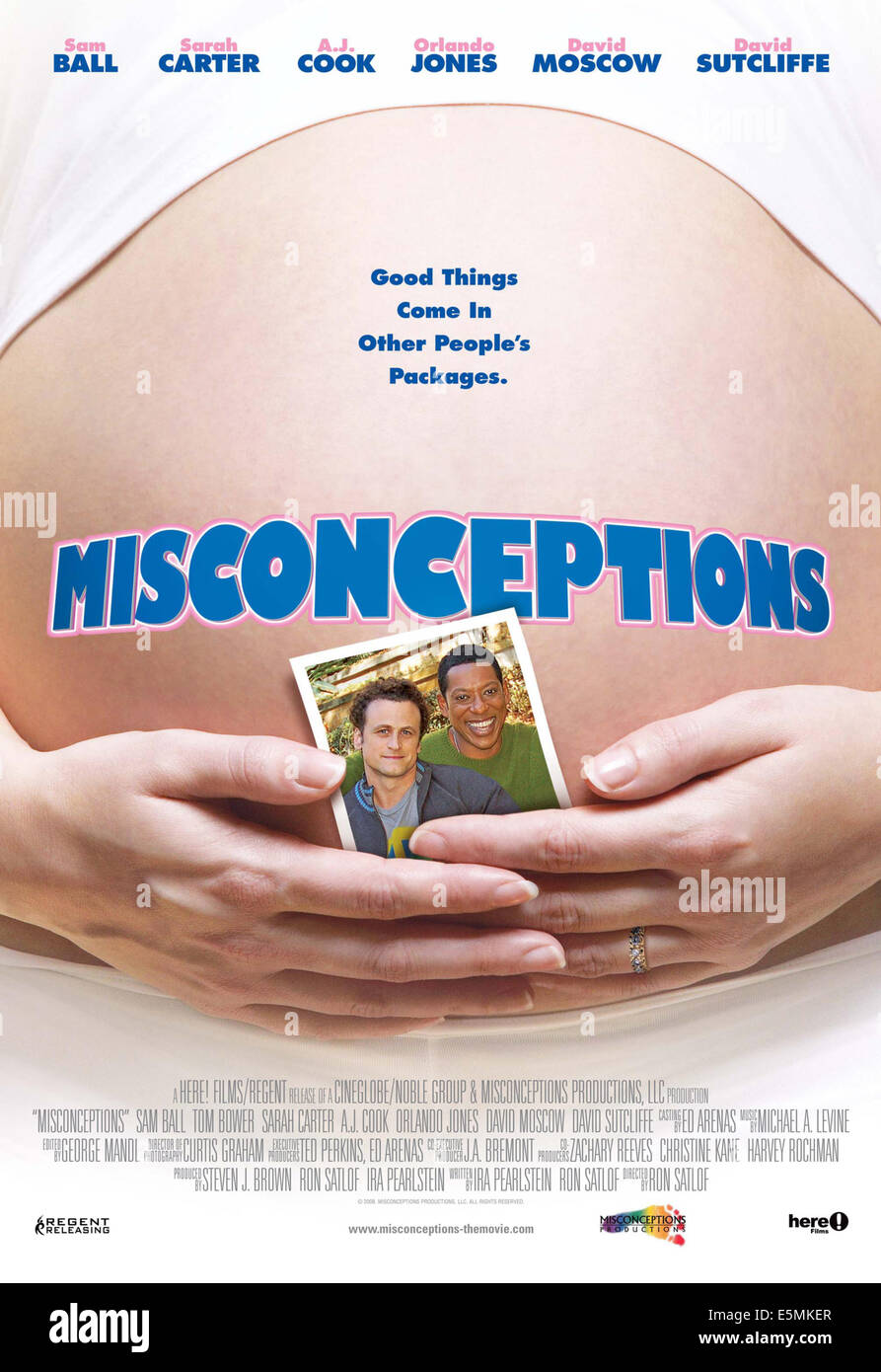 MISCONCEPTIONS, US poster art, from left: David Moscow, Orlando Jones, 2008. /©Regent Releasing/Courtesy Everett Collection Stock Photo