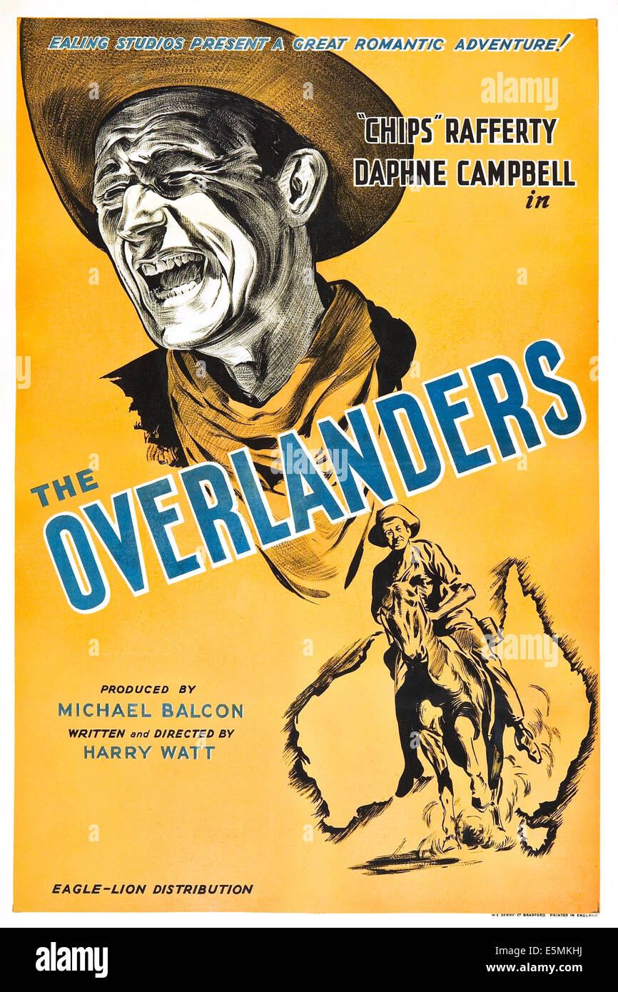 THE OVERLANDERS, US poster, 'Chips' Rafferty, 1946. Stock Photo