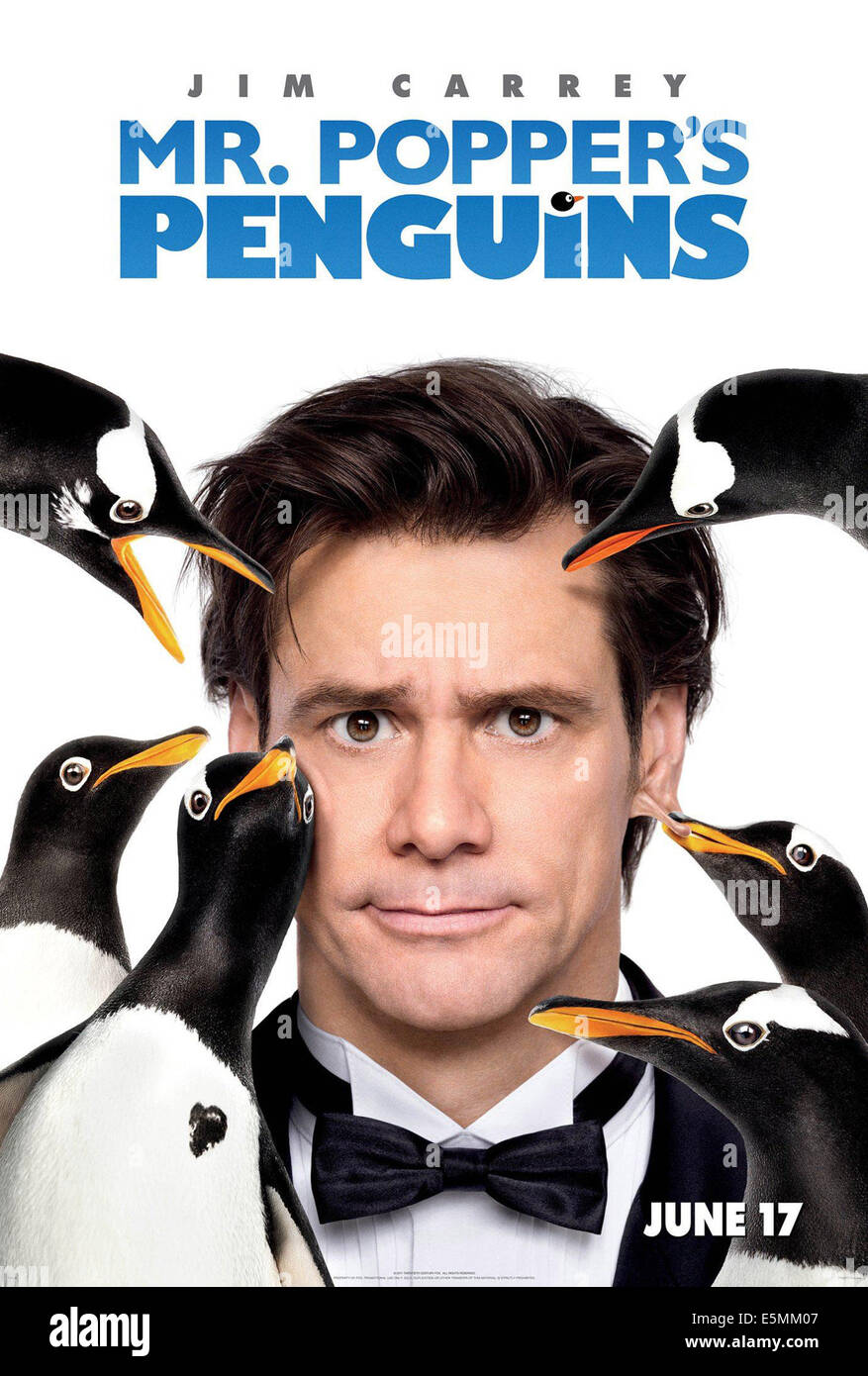 MR. POPPER'S PENGUINS, Jim Carrey on US poster art, 2011, TM and Copyright ©20th Century Fox Film Corp. All rights Stock Photo