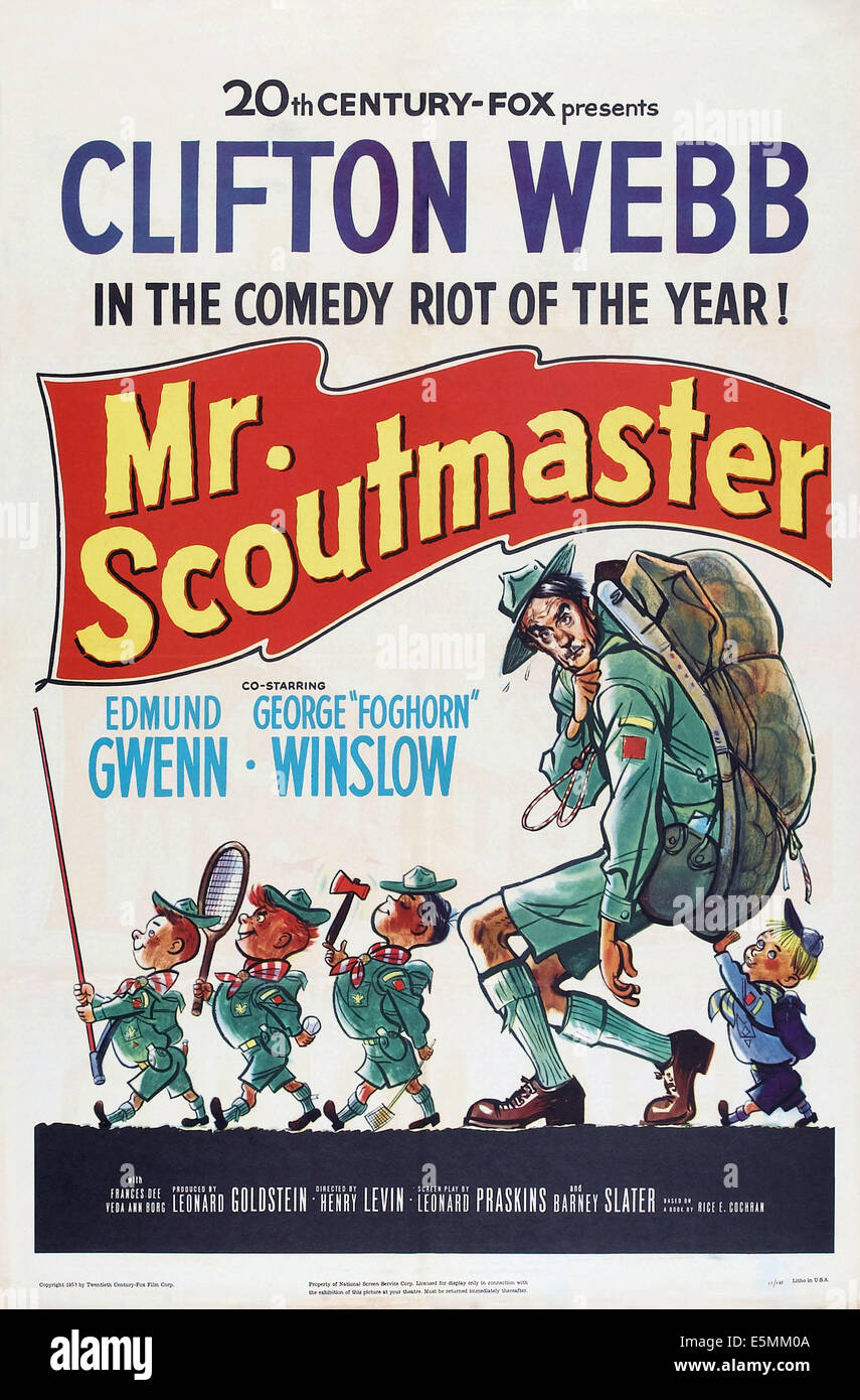 MR. SCOUTMASTER, US poster art, second right: Clifton Webb, 1953, TM & copyright ©20th Century Fox Film Corp. All rights Stock Photo