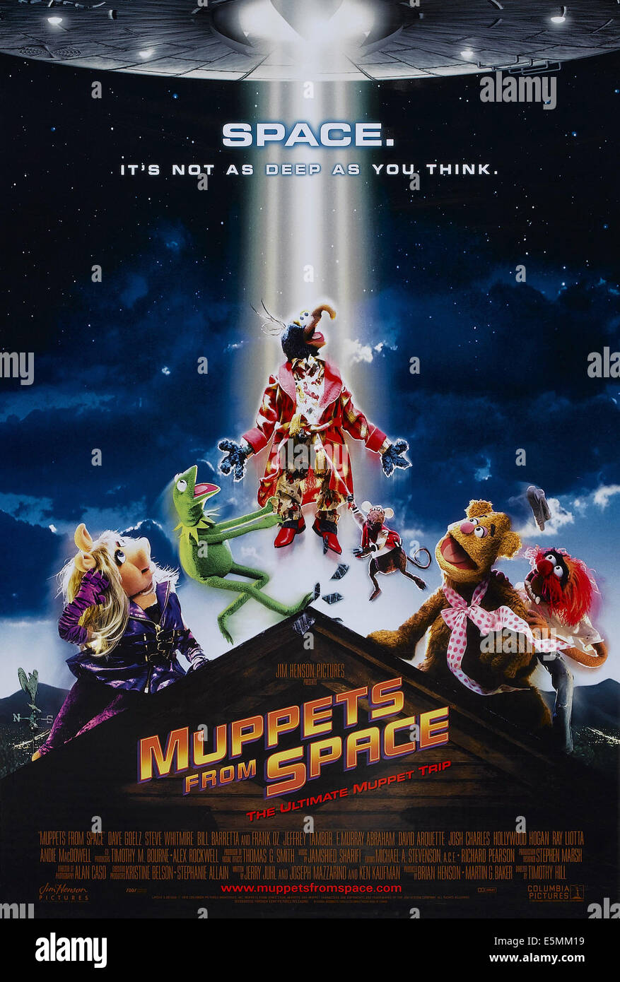 MUPPETS FROM SPACE, US poster art, from left: Miss Piggy, Kermit the Frog, Gonzo, Rizzo the Rat, Fozzie Bear, Animal, 1999, © Stock Photo
