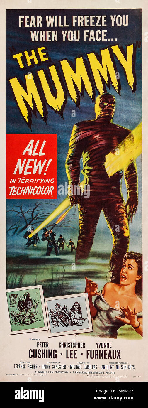 THE MUMMY, US poster art, bottom right: Yvonne Furneaux, 1959. Stock Photo