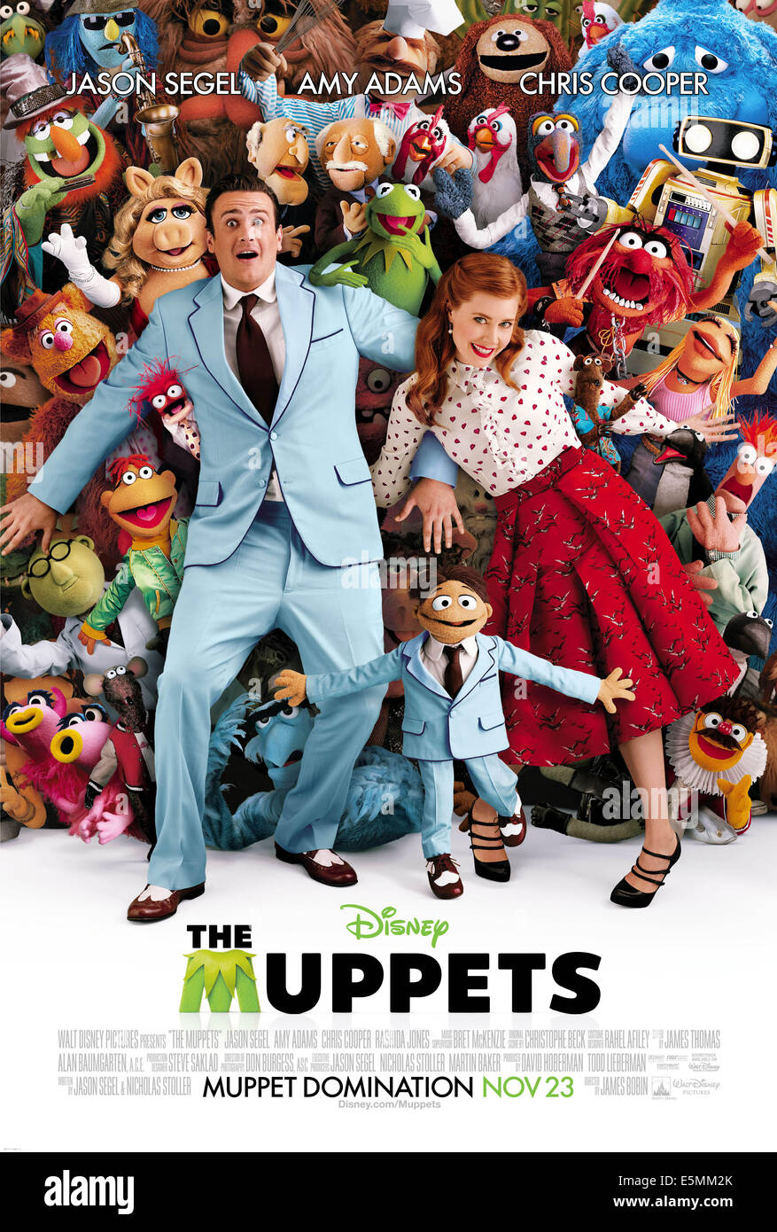 THE MUPPETS, center l-r: Jason Segel, Amy Adams, top l-r: Zoot, Sweetums, Swedish Chef, Rowlf, Thog, 2nd row: Dr. Teeth, Miss Stock Photo