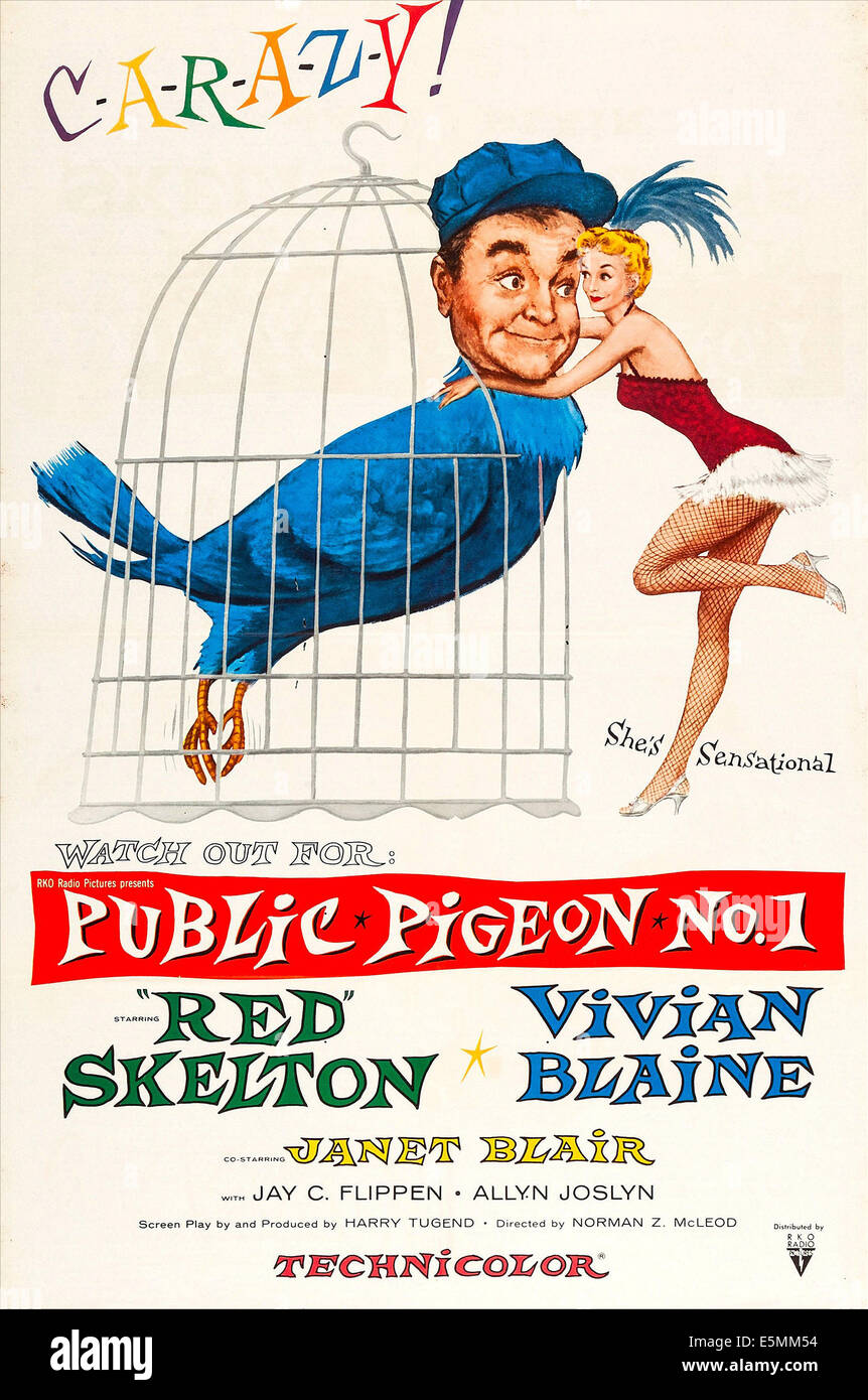 PUBLIC PIGEON NO. ONE, (aka PUBLIC PIGEON NO. 1), US poster, from left: Red Skelton, Vivian Blaine, 1957 Stock Photo