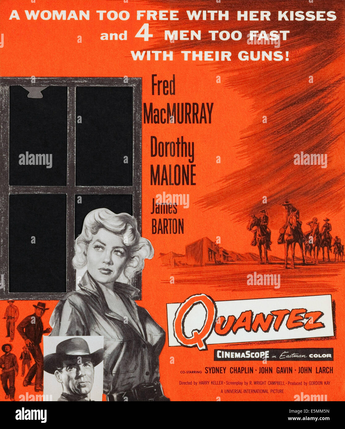 QUANTEZ, US poster, Dorothy Malone, Fred MacMurray, 1957 Stock Photo