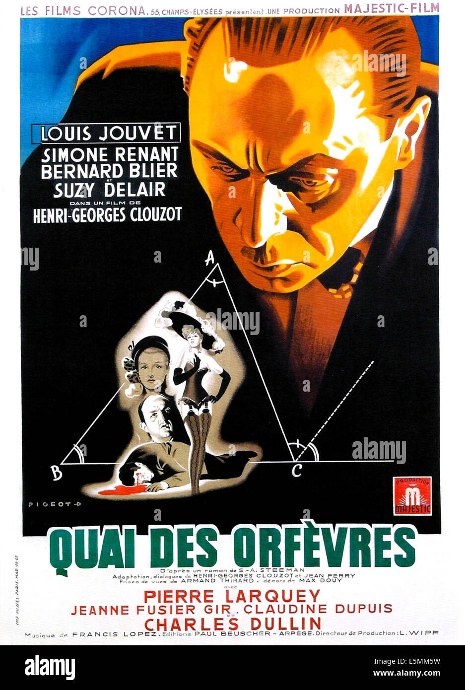 JENNY LAMOUR, (aka QUAI DES ORFEVRES), French poster, Louis Jouvet, 1947 Stock Photo