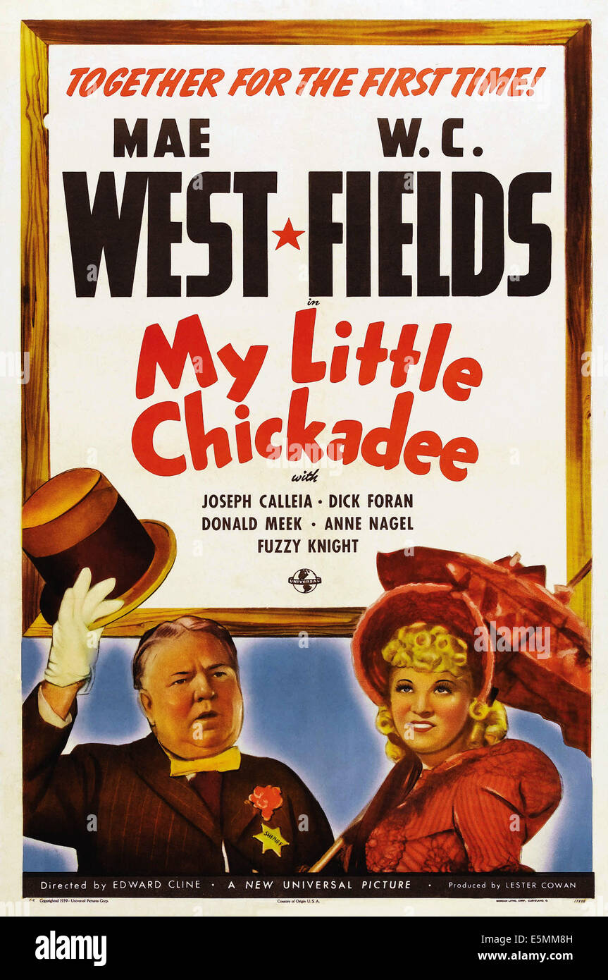 MY LITTLE CHICKADEE, l-r: W.C. Fields, Mae West on poster art, 1940 Stock Photo