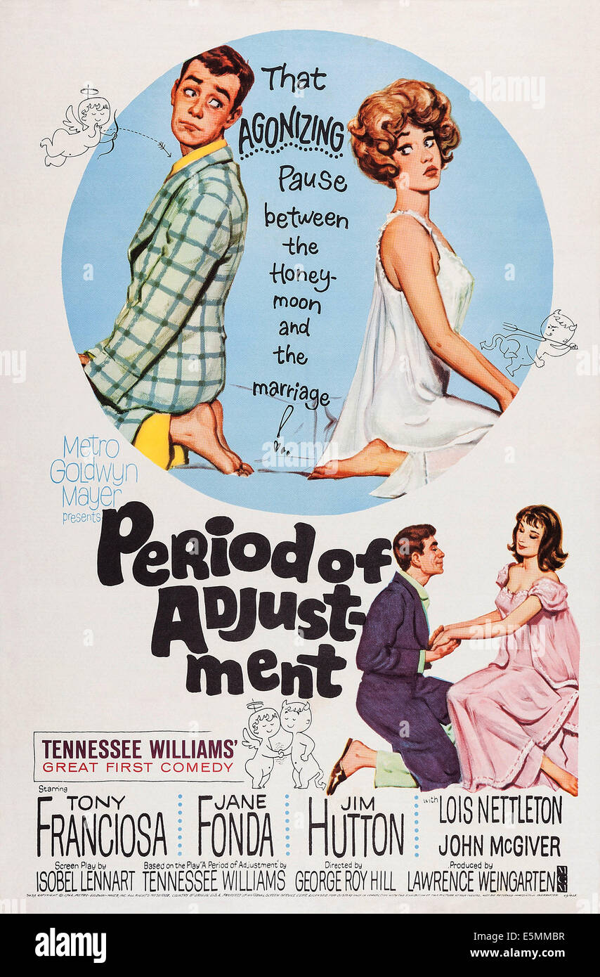 PERIOD OF ADJUSTMENT, US poster, top from left: Jim Hutton, Jane Fonda, 1962 Stock Photo