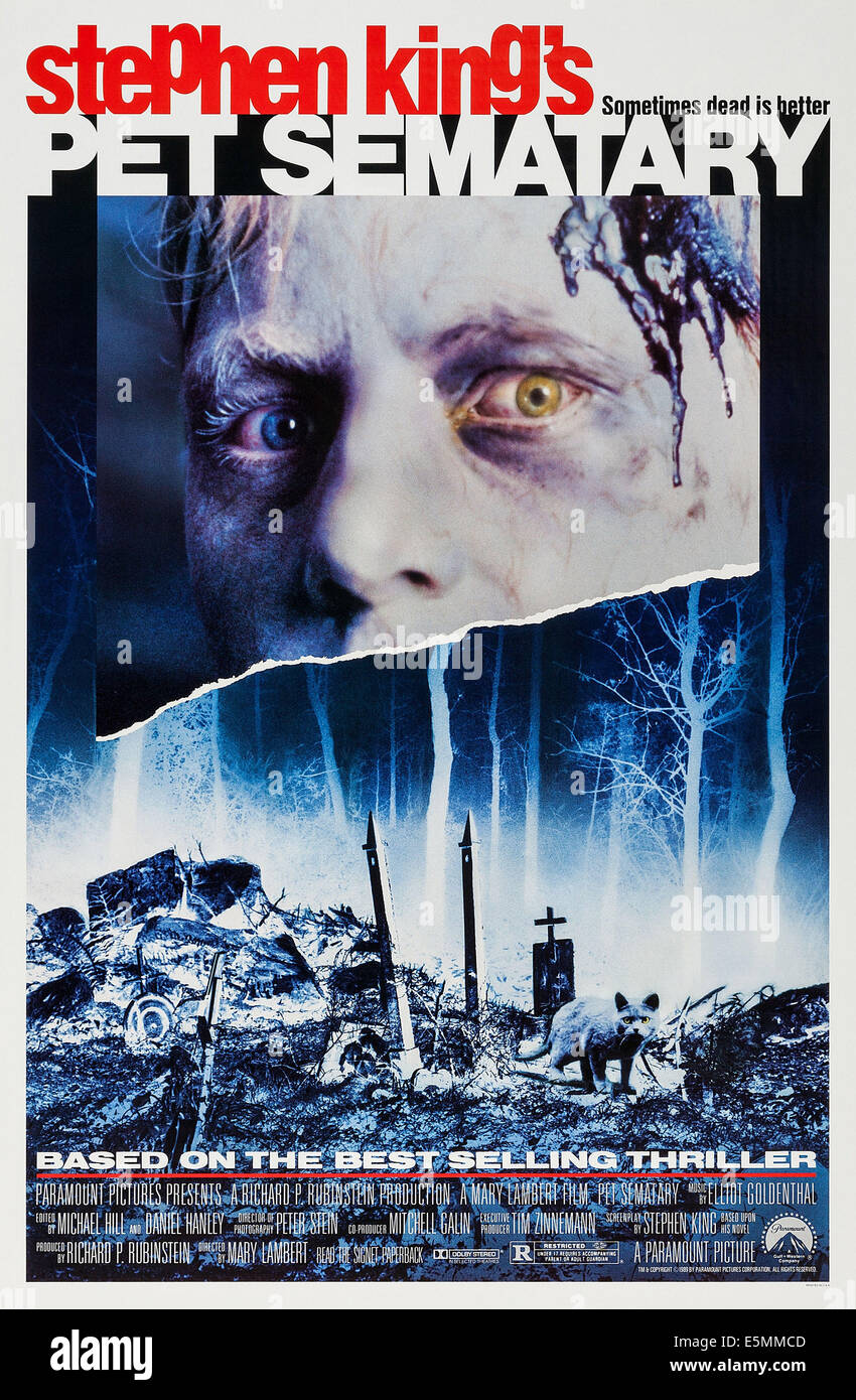 PET SEMATARY, Brad Greenquist on poster art, 1989, ©Paramount Pictures/courtesy Everett Collection Stock Photo