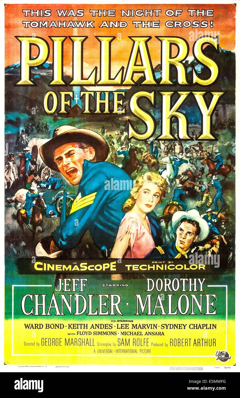 PILLARS OF THE SKY, US poster art, Jeff Chandler, Dorothy Malone, 1956. Stock Photo