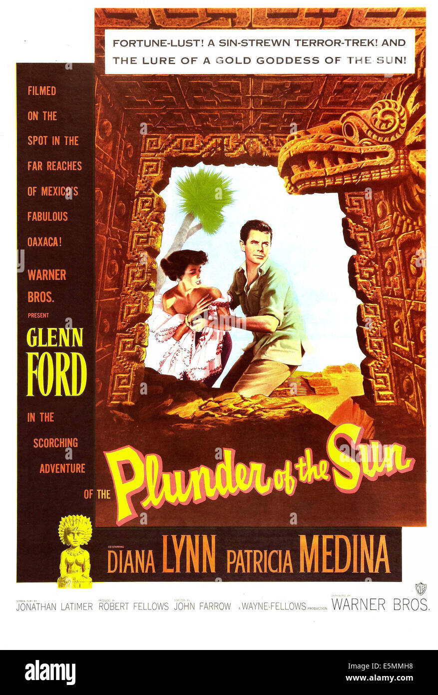 PLUNDER OF THE SUN, US poster art, from left : Patricia Mediina, Glenn Ford,  1953. Stock Photo