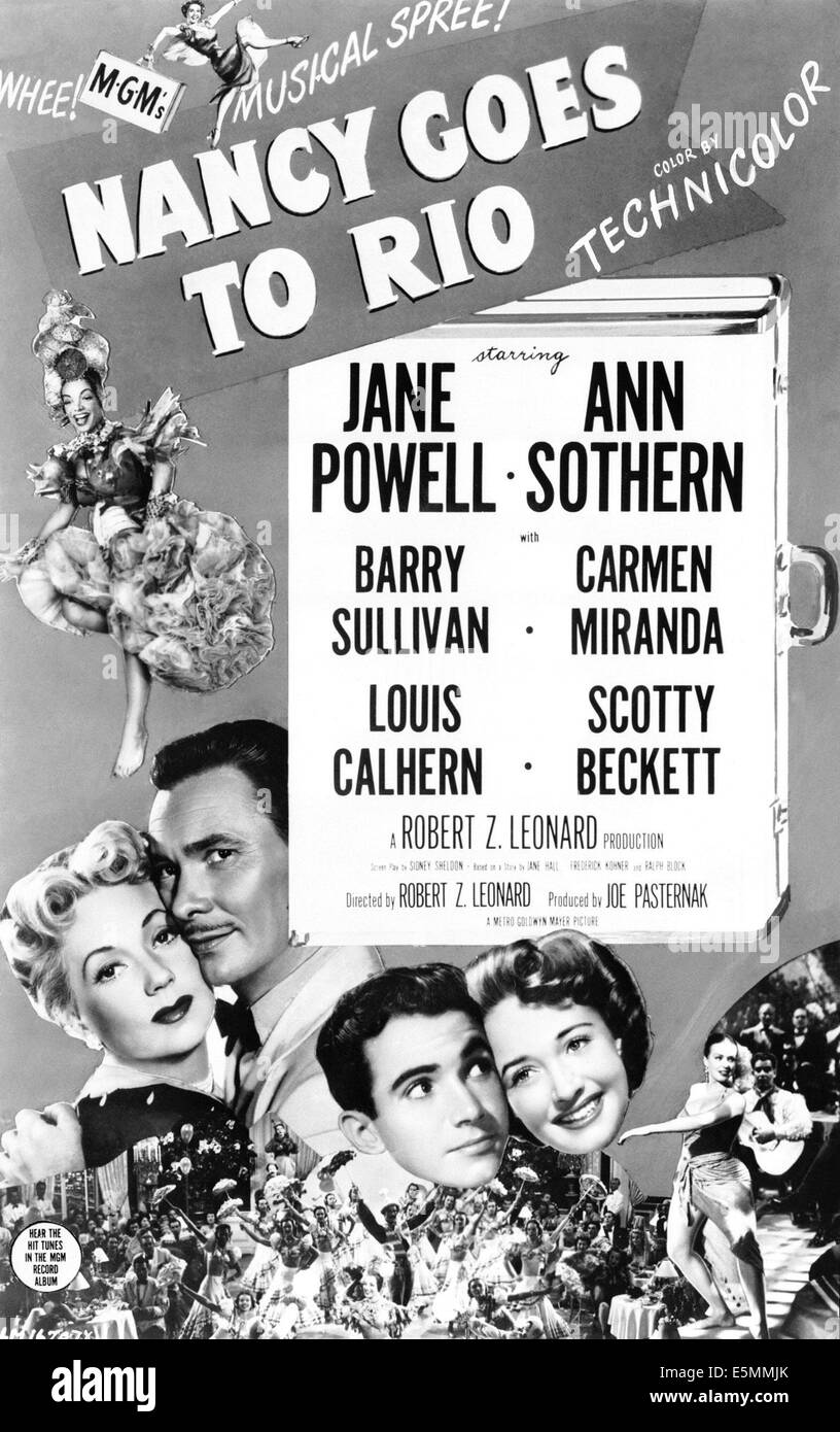 NANCY GOES TO RIO, Jane Powell, Carmen Miranda, Ann Sothern, Barry Sullivan, Scotty Beckett, 1950 Stock Photo