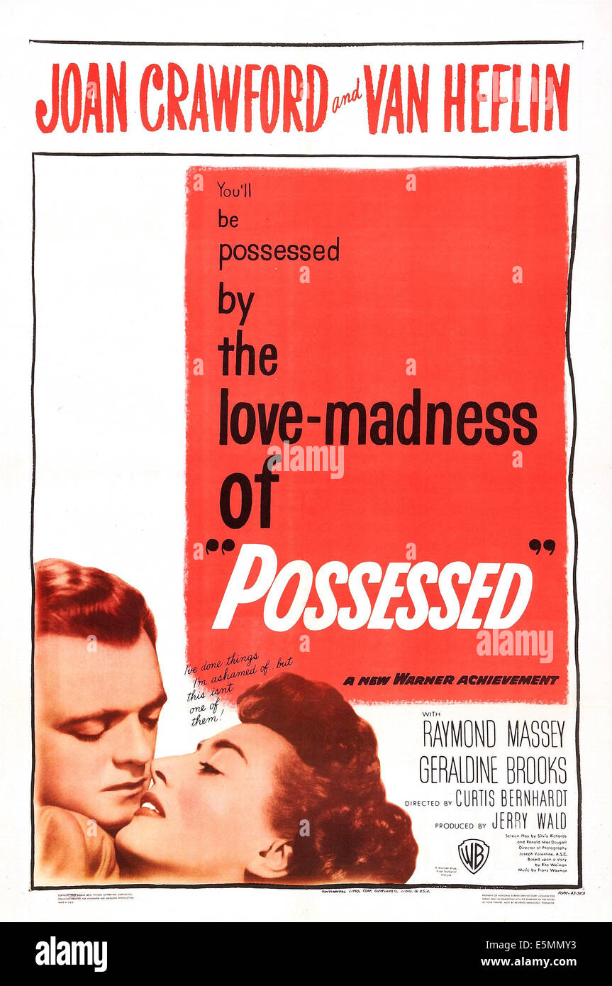 POSSESSED, US poster, Van Heflin, Joan Crawford, 1947 Stock Photo