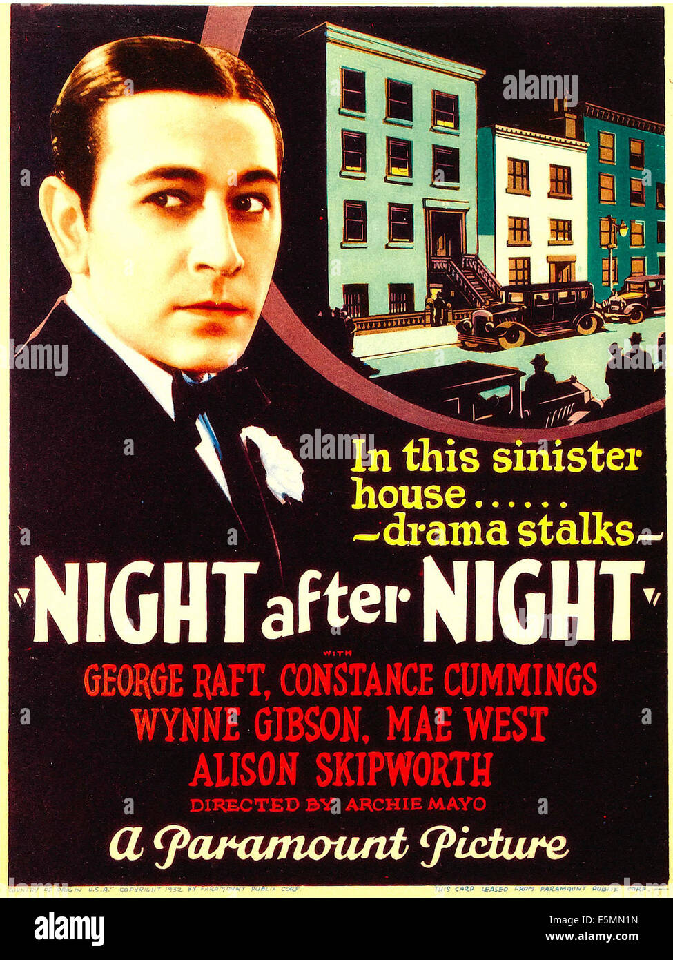 NIGHT AFTER NIGHT, George Raft on midget window card, 1932 Stock Photo ...