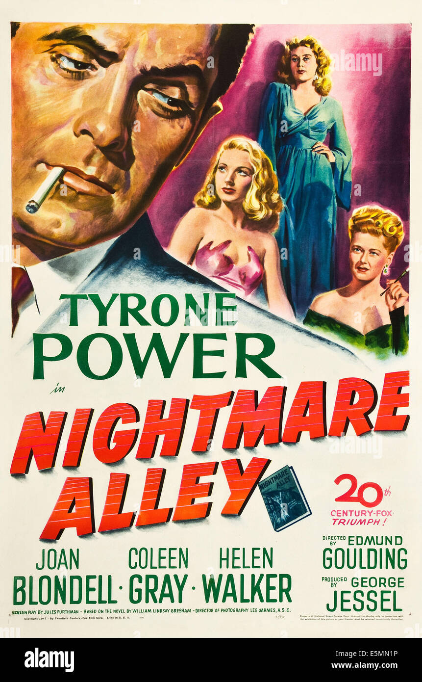 NIGHTMARE ALLEY, from left, Tyrone Power, Joan Blondell, Coleen Gray, Helen Walker, 1947, TM and Copyright ©20th Century Fox Stock Photo