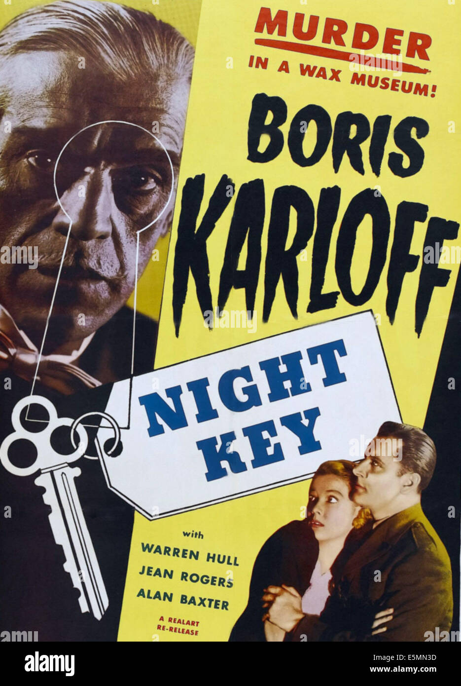 THE NIGHT KEY, left: Boris Karloff, right: Jean Rogers, Warren Hull on ...
