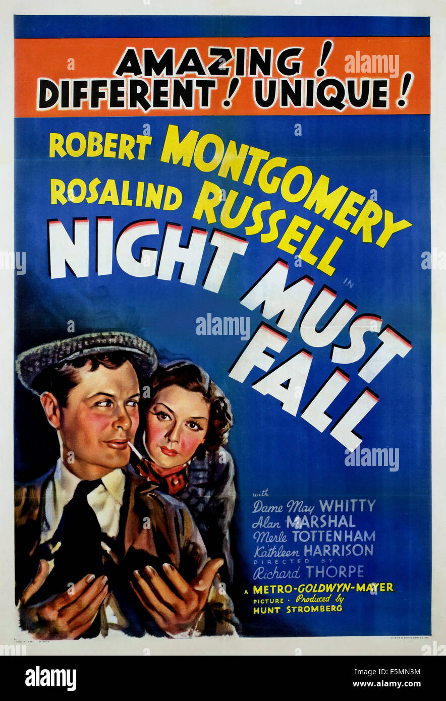 NIGHT MUST FALL, Robert Montgomery, Rosalind Russell, 1937. Stock Photo