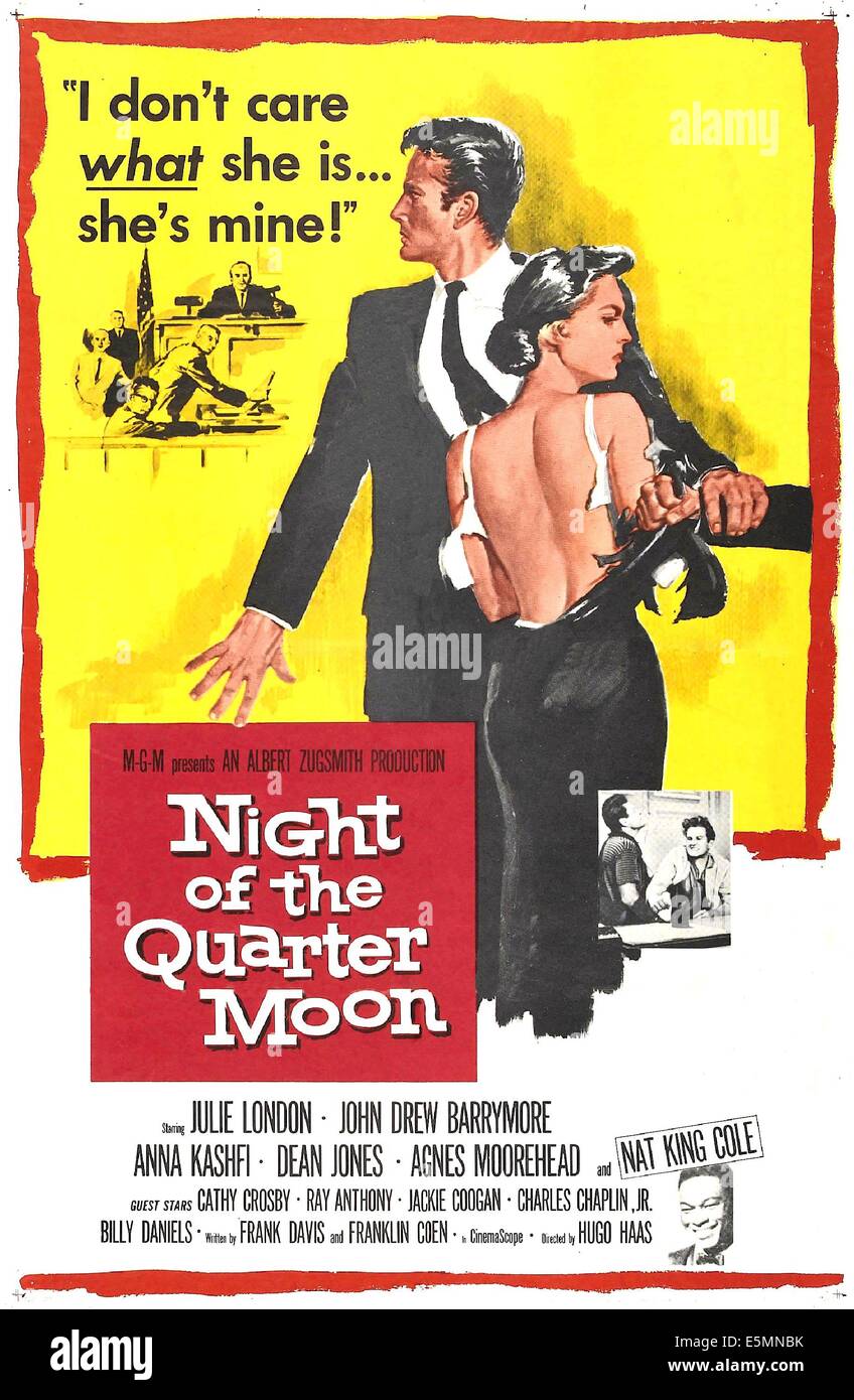 NIGHT OF THE QUARTER MOON, US poster art, John Drew Barrymore, Julie London, 1959. Stock Photo