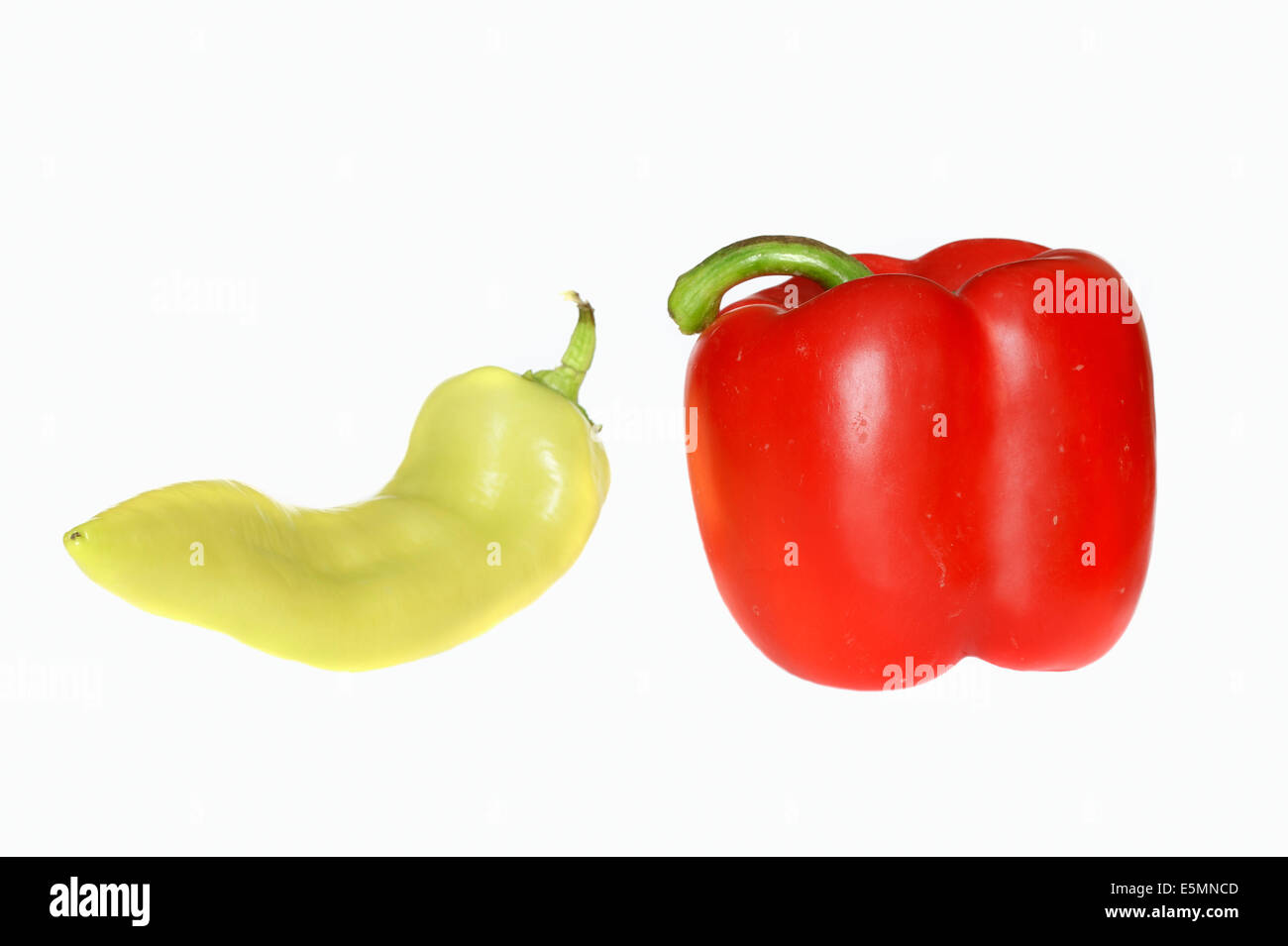 Red and green Pepper fruits (Capsicum annuum) Stock Photo