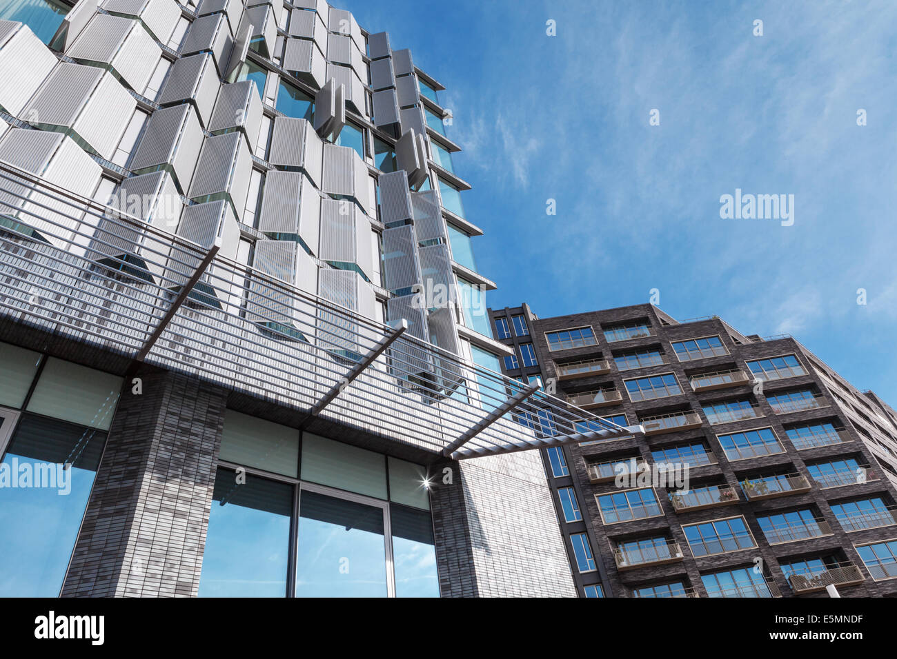 Amsterdam, the Netherlands - October 16, 2013: Design of modern buildings faces, example of modern architecture. Stock Photo