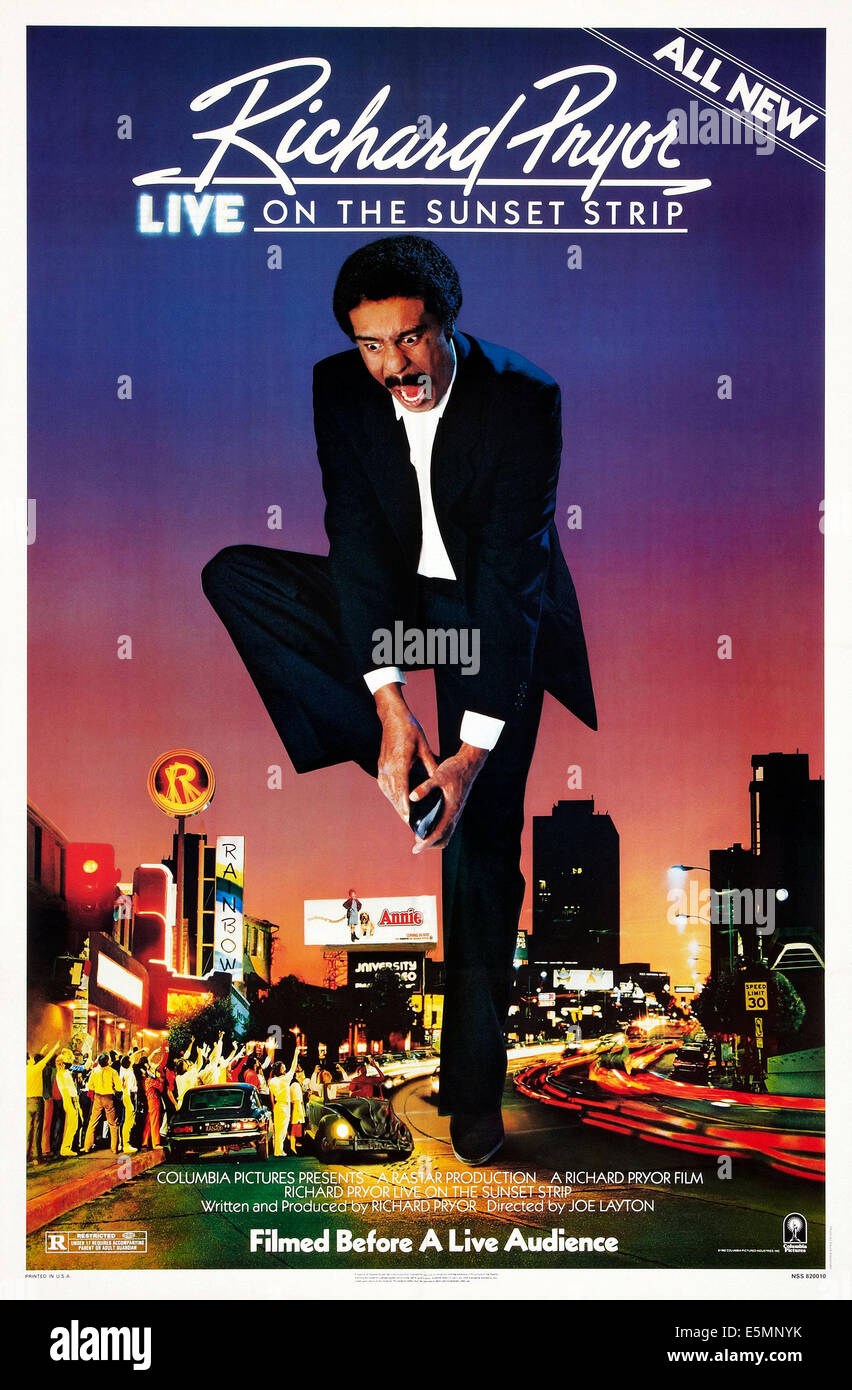 RICHARD PRYOR LIVE ON THE SUNSET STRIP, poster art, Richard Pryor, 1982, ©Columbia Pictures/courtesy Everett Collection Stock Photo