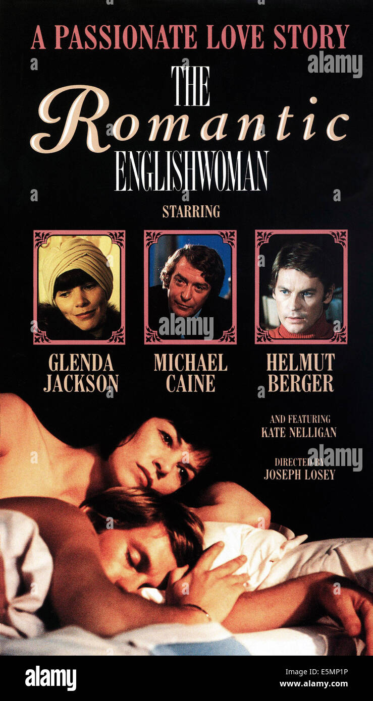 THE ROMANTIC ENGLISHWOMAN, top from left: Glenda Jackson, Michael Caine, Helmut Berger, bottom: Glenda Jackson (rear), Helmut Stock Photo